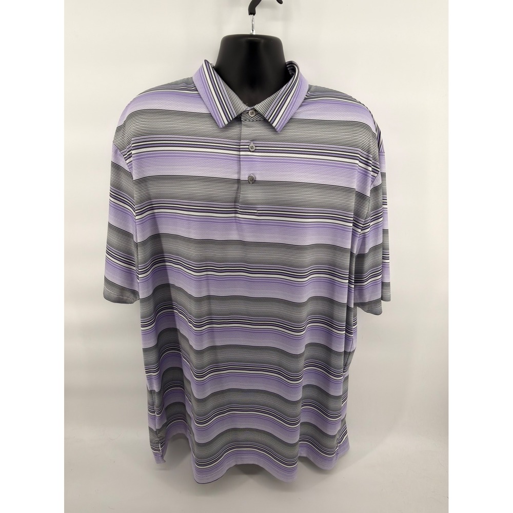 PGA Tour Pro Series Golf Polo Shirt Mens 2XLT Big & Tall Purple Striped Athletic